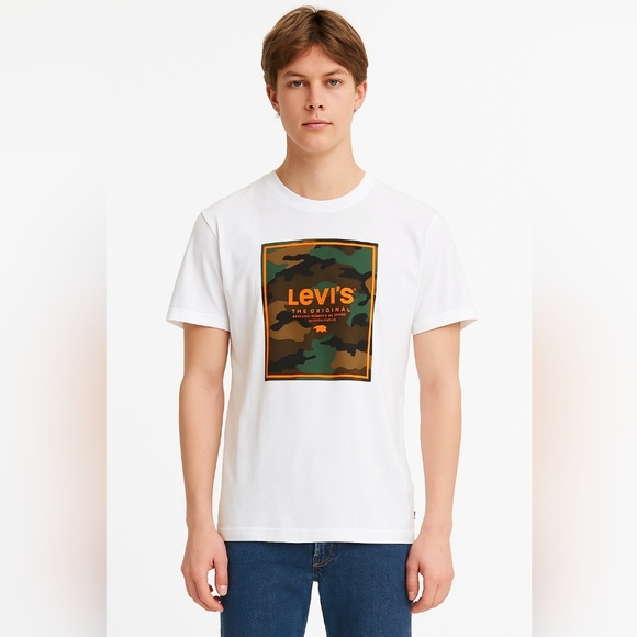 New Levi's The Original Camouflage Graphic Tee White Large - Picture 6 of 6